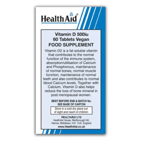 HealthAid® Vitamin D 500iu Tablets (60) - Image 2