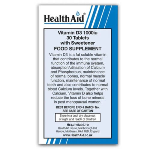 HealthAid® Vitamin D3 1000iu Tablets (30) - Image 2