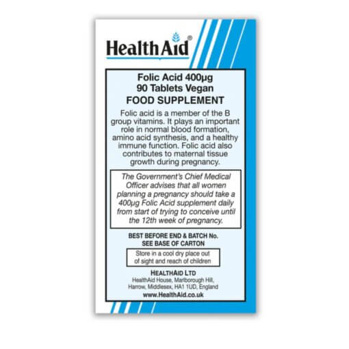 HealthAid Folic Acid 400μg tablets (90) - Image 2