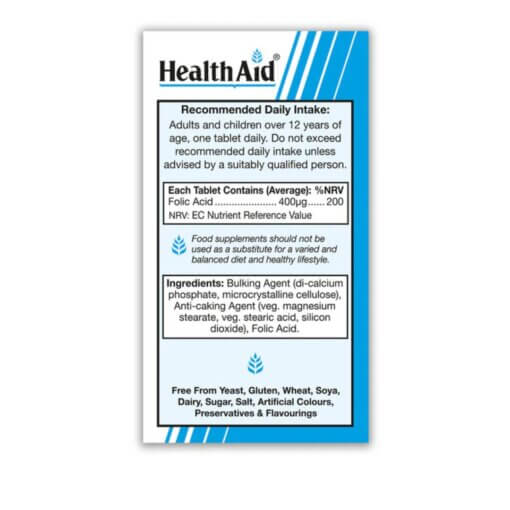 HealthAid Folic Acid 400μg tablets (90) - Image 3